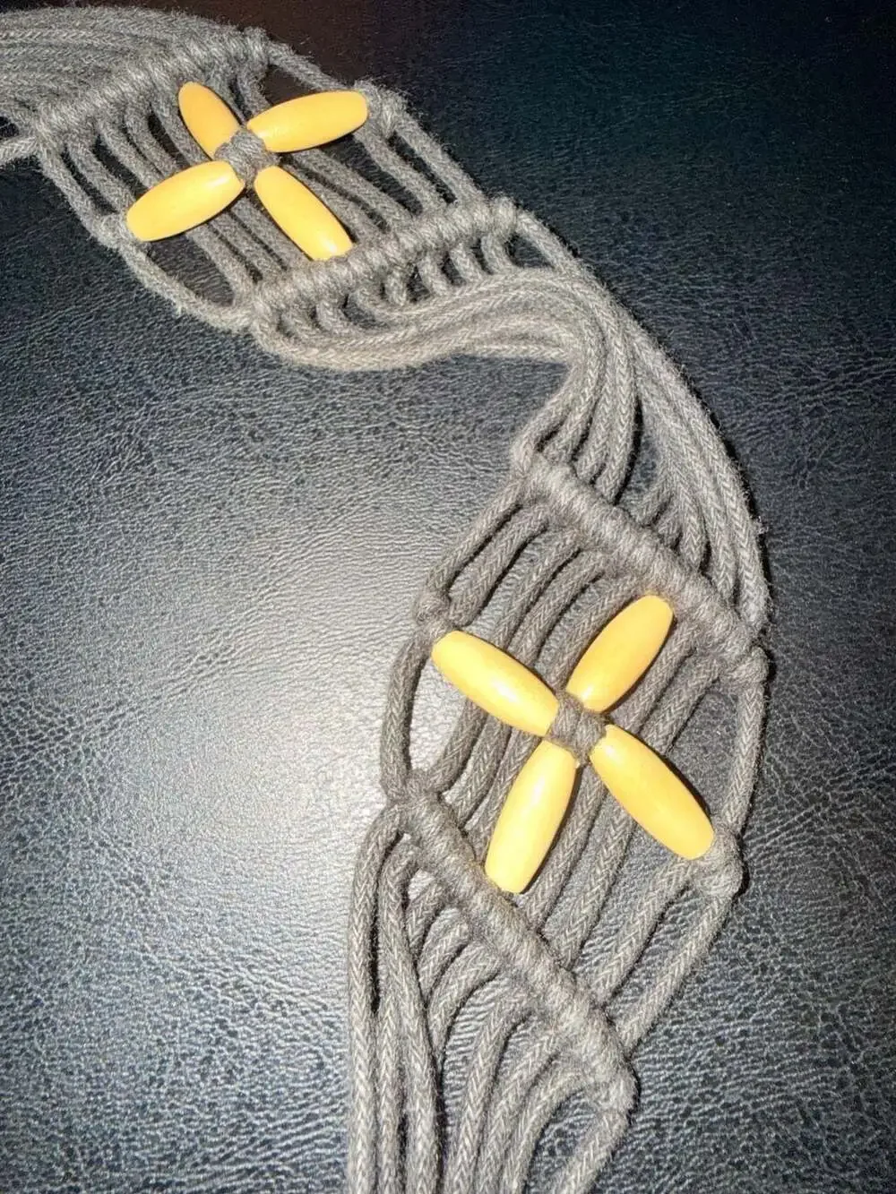 Boho Macrame Tie Belt with Wooden Beads